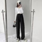 Zingj Autumn Dress New High Waist Loose Hanging Feeling Straight Pants Show Thin Pants Drop Feeling Suit Pants Ins Floor Pants