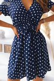 Sleeve Polka Dot Summer Dress Women V Neck Sexy Split A-Line Mini Party Dress Vestidos Casual Bohemian Beach Short