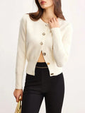 Elegant And Elegant Leisure Knitted Cardigan Fashion Commut Solid Color Simple Round-Neck Sweater