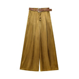 New Fashion 100 With Belt Silk Silk Sleet Straight