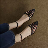 Pointed Sandals Women Summer Niche Design Bun Buckle Knitting Style Roman Fine Heels High Heels