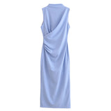And Winter New Folding Decoration Midi Sleeveless Dress