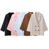 Women's INS Burst Wrinkles Blazer Blazer Casual Trousers