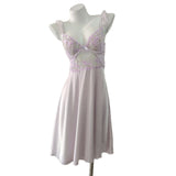 Embroidered Small Flower Long Sling Aja Skirt Girl New Light Luxury Sexy Ice Silk Thin Belt Steel Ring Pyjamas