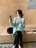 Xixi 13 Lines 2025 Spring New Ins Temperament Elegant Round-Neck Wool Knit Sweater Sweater Female