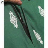 Women Vintage Totem Floral Embroidery Casual Linen Wide Leg Pants Female Chic Zipper Fly Trousers Pantalones Mujer