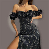 New Women's Elegant French Body Repair Light-Cooked Wind High-Waisted Printed