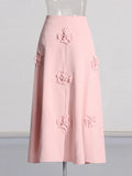 Retro Wind 2025 Summer New Sling With Three-Dimensional Flower Splicing Sling With High Waist In The Long Half Skirt Suit