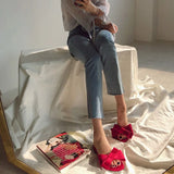 silk butterfly-knot slippers woman fashion brand design mules shoes summer riband bow knot slides woman flip