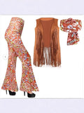Halloween Print Horn Pants Hippie Retro Print Headband Bohemian