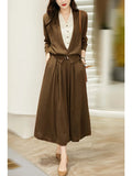 Autumn Suit Hit Fake Two V-Neck Knitted Cardigan / Actually Tight Waist Half-Dressed