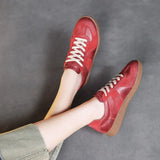 Layer Of Cowhide Leather Hand Retro Training Casual Shoes Spring And Autumn New Round Head Flat Soft Bottom