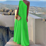 Spot In 2025 Spring New Women's Fashion Single Shoulder Sleeveless Banquet Dress Long