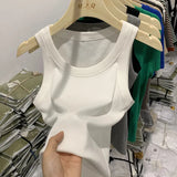 Girls Tight Anti-Smooth Threaded Vest Women's Spring And Summer Suit Slim Top Ins