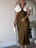 Temperament Lace Waist Dress 2025 Autumn New V-Necked Ass High-End Thin Dress