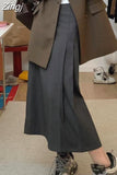 Waist Solid Midi Skirts Women Asymmetrical Chic Trendy Spring Elegant Office Ladies Simple All-match Aesthetic Faldas