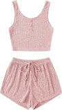 And Summer Women's Hot Style Slim Vest Shorts Set Casual Home Clothes Two
