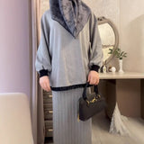 2025 New Women's Long-Sleeved Knitting Jacket Waist Half-Dress Suit