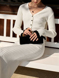 And Winter Women's Knitted Open Shirt Half-Dress Two Sets Of French Elegant Lotus Edge Temperament