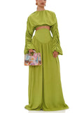 Fashion Suit Women's New Spring 2025 Casual Round Tie Folded High-End Long-Sleeved Design Two