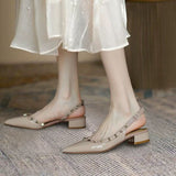 Sandals 2025 New Summer Paint Skin Behind The Empty Sharp Head Single Shoes Women's Head With The Coarse Heel Flat