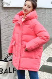 2023 Winter Women Mid-long Parkas Jackets Casual Thick Warm Hooded Pattern Coat Female Winter Outwear Jacket