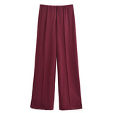 New Double-Sided Round Collar Blouse 3641859 Elastic Casual Trousers