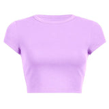 Zingj Women's Summer Solid Color Multi-Color Short Fashion T-Shirt Acceptable With A