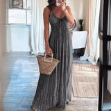 Zingj Summer New Solid Color Sexy U-Back Collar Strap Back Dress-Outfit