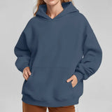 Women's Coat Women's New Fashion Pure Color Loose Casual Temperament Long-Sleeved Hooded Spring Sweater Women