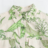 Summer Shirt Collar Short Sleeve Print Strap Medium Long Dress