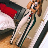 Women Skinny Striped Colorblock Lace up Cutout Bandeau Jumpsuit Summer Sexy Romper Jumpsuit 211-1-Outfit