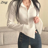 Long Sleeve T-shirts Women Slim Ins Korean Style Thin Chic Sexy Girls Simple All-match Crop Tops Young Sunscreen Fall