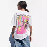 2025 New Women's Round Collar Short Sleeve Contrast Color Print T-Shirt 5644156