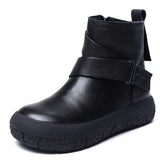 Wool Women's Boots Head Layer Of Cowhers Retro Leisure Cotton Boots Autumn And Winter New Warm Flat Bottom Soft Bottom Boots