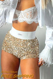 Sparkly Sequin High Waist Booty Shorts Y2k Sexy Pants for Women Clothes Club Wear Rave Festival