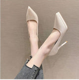 New Black Patent Leather Waterproof Table High Heels Female Hairy Temperament Fine Heel Sexy Professional Single