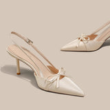High Heels Women's Fine Heel 2025 Spring And Summer New Baotou Satin Evening Temperament Sandals Tip Single