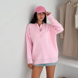 College Polo Collar Solid Color Loose Sweater Soft Tones Softly Wear Knitted Skin Fabric