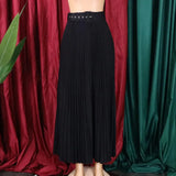 High Waist Pleated Long Skirt With Belt- Outfit