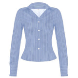 Print Single-Dbutton Shirt Femininity Slim Thin Top 2025 Summer Babes