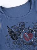 Heart Rhinestone Rib Crop Tank Top- Outfit