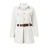 Zingj Autumn New Women's Fashion Personality Street Button False Pocket Long Sleeve Shirt