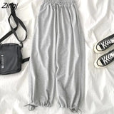 Pants Women Drawstring Korean Style Loose Harem Trousers Ankle-length Streetwear Vintage Kpop Daily Retro Leisure