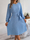 Wind Shooting Autumn And Winter New Leisure Long Sleeves Chopped Flowers Hundreds Of Folded Skirts Women's