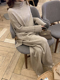And Winter 2025 New Lazy Wind Loose High-Necked Sweater Suit Women's Fashionable Broad Leg Pants Two Sets Of