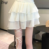 Women Elegant Solid Mini Streetwear High Low Ruched Ruffle A-line Stitching Summer Holiday Lady Gothic Trendy