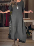 2025 Women's Summer Style Relaxed Casual Solid-Sleeved Cotton