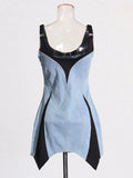 With The Same Splicing Sling Denim Skirt 2025 Autumn New Senior Feeling Hem Bag Hip Slim Dress