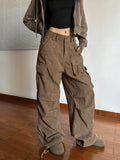Zingj Corduroy Pants Men And Women Loose Straight Tube Ruffian Handsome Fried Street Many Pocket Design Sense Cargo Pants Spring And